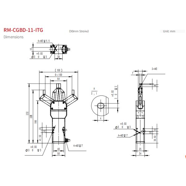 RobustMotion RM-CGBD Servo Electric Gripper с встроенным контроллером, поддерживает протокол Modbus RTU и управление вводом/выводом