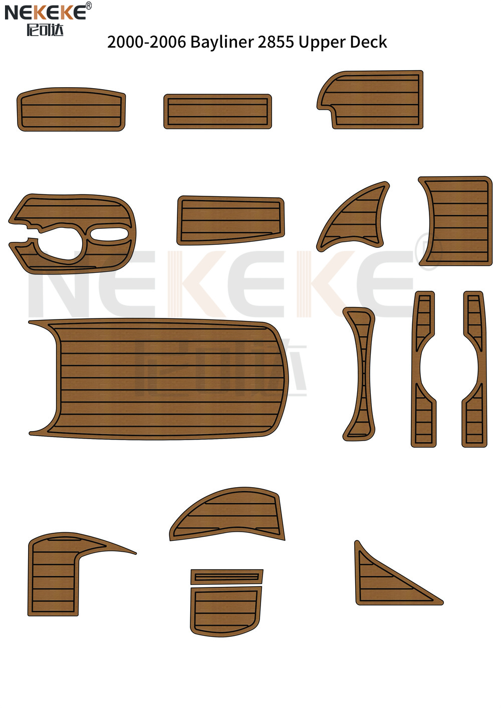 Bayliner 2855 2000-2006 Upper Deck EVA Faux Teak Deck Mat Marine Flooring Pad