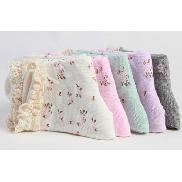 cotton cuff socks with lace