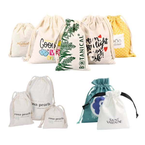 Promotional Organic Canvas Brush Cotton Drawstring Dust Bag Bulk Customized