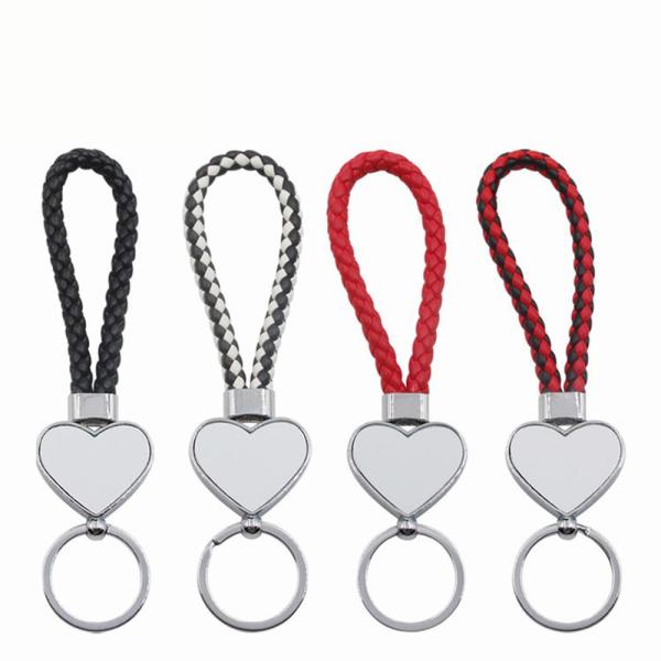 Des porte-clés de sublimation en blanc pour voiture avec des cordes tissées à la main Sublimation Cadeaux personnalisés pour l'impression de photos