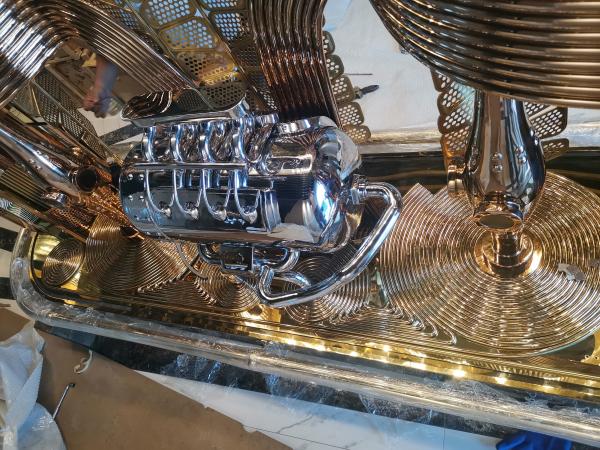 Stainless steel plating mirror sculpture bar abstract style built-in lighting can be customized sculpture furniture