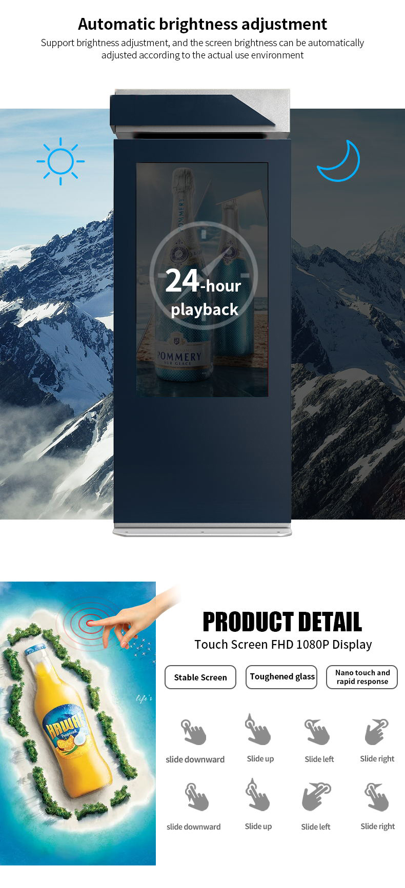 Вертикальный пол 55 стоя на открытом воздухе тотем Signage цифров для автобусной остановки