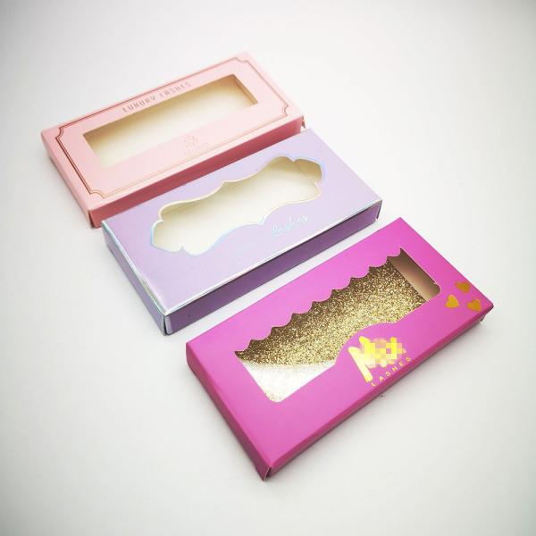 Custom Window Pink Cardboard Strip Eyelash Packaging Paper Box, Cheap Eyelash Sleeve Packaging