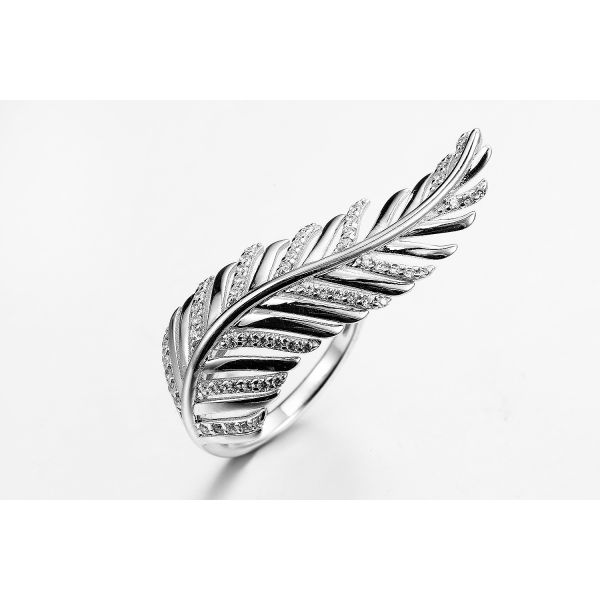 Inregular Shape 925 Silver CZ Rings AAA Sterling Silver Angel Wing Ring