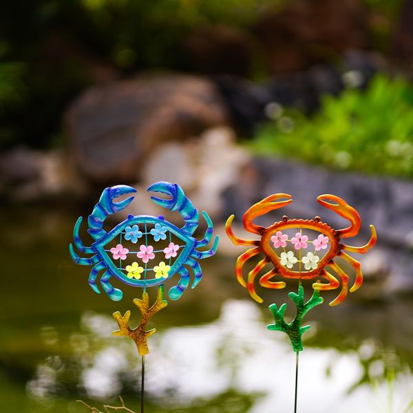 Animal Crab Metal Yard Ornaments For Home Decoration Easy Installation