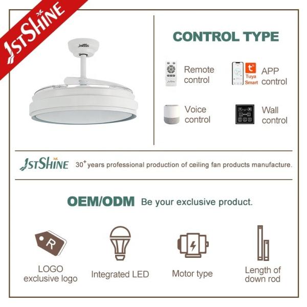 Design Contemporâneo Ventilador de Tecto LED de 5 Velocidades com Láminas Escondidas