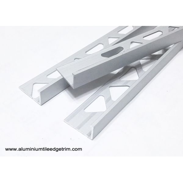10mm 3 / 8 In Depth L Angle Aluminium Tile Edge Trim With Matt Silver