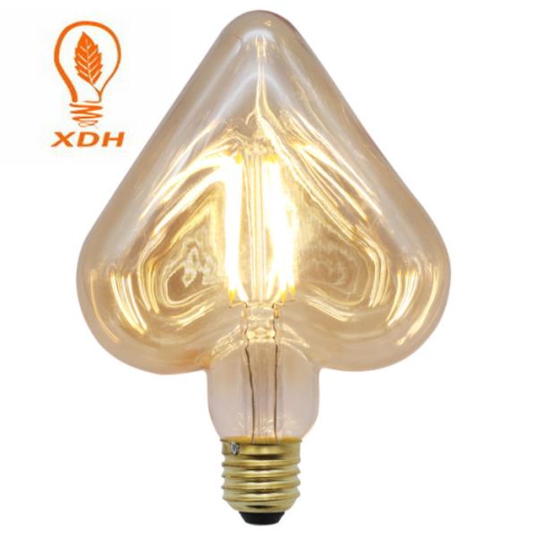 Bulbo ambarino 2200K do filamento do diodo emissor de luz Dimmable do bulbo 4W do diodo emissor de luz de Edison do vintage do coração da estrela