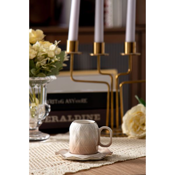 Порцелановый арабский набор турецких чашек из 6 розовых чашек и тарелки