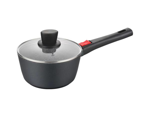 Large Deep Dish Aluminumpot 28cm With Glass Lid Black