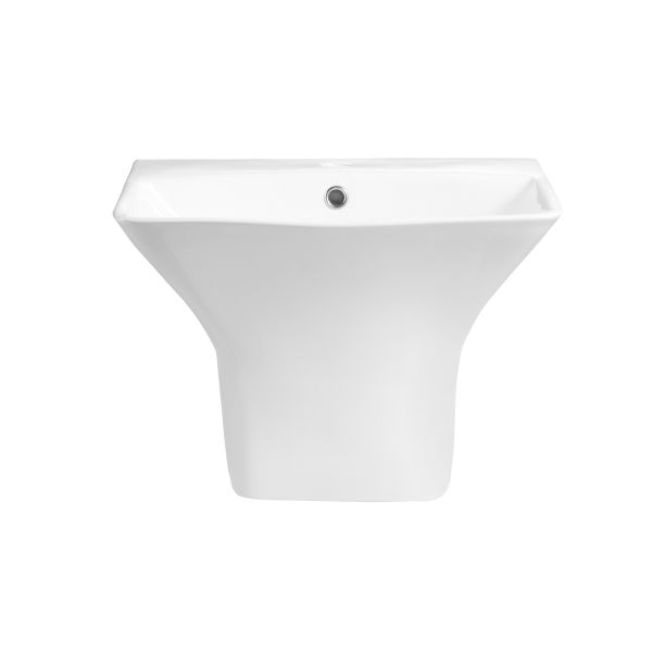 Luxury Fashion Design SWM9507-1 Bathroom Half Pedestal Sinks Soild Surface Wall Hung Sinks