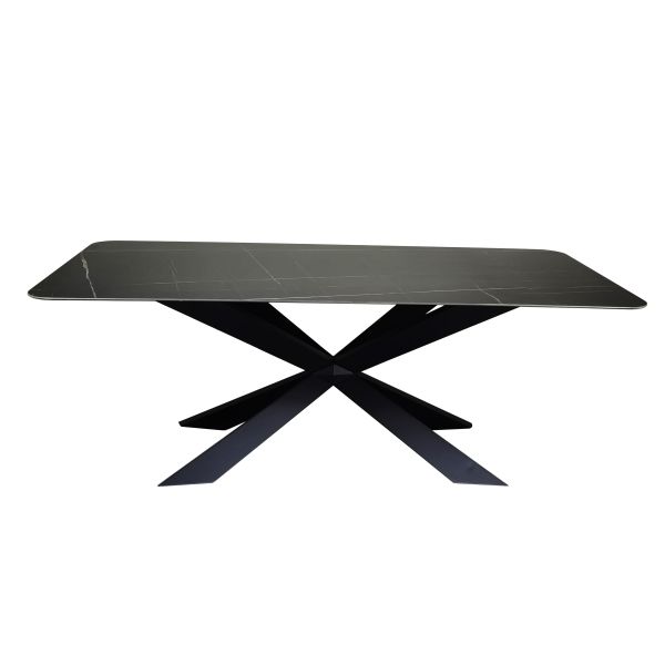 Luxury Modern Stone Dining Table-Italian Design Natural Marble Top Metal Legs Suitable for Villas Hotels