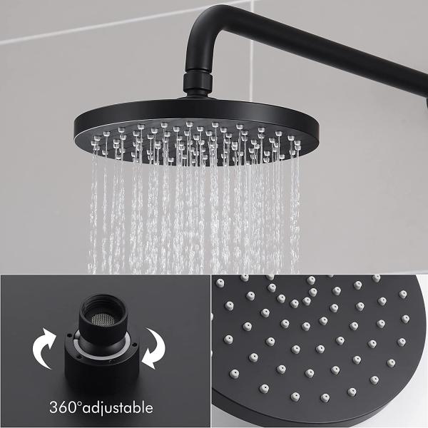 Kingze ceiling shower mixer set bathroom black in wall mounted faucet column rainfall mixer bar shower heads