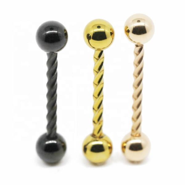 Língua preta Ring Piercing 14G 16mm Rose Gold Screw Barbell do ouro