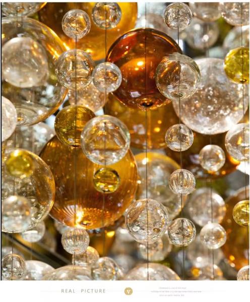 Lámpara de araña moderna de diseño de cristal y piedra para el hogar, lámpara de bola de cristal LED para hotel, restaurante, vestíbulo de centro comercial, fuente de alimentación de CA
