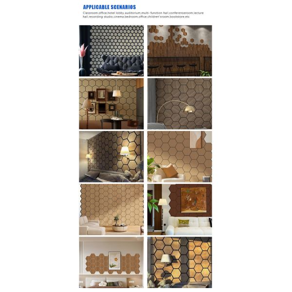 Modern Hexagon AKUpanel Grade B1 Fireproof 2400x600mm Sound Proofing Wall Panels