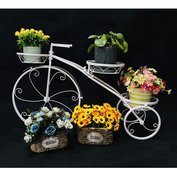 Anti Abrasion Outdoor Antique Bicycle Metal Flower Stand