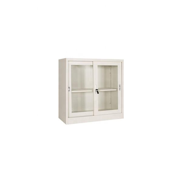 Waterproof  Iron White 2 Tiers Glass Door Filing Cabinet