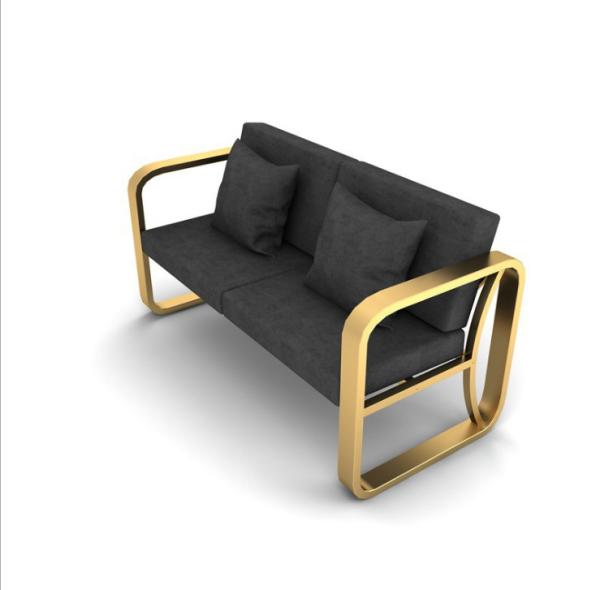 Leisure Modern Rose Gold Iron Metal Lounge sofa single 2 seater sofa