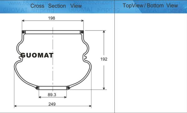 Double convoluted air spring for Mitsubishi Truck 03362 - 33000 Without Metal Parts