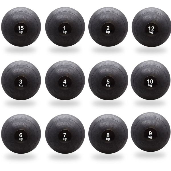 Classic Weight PVC Slam Ball Strength Core Training Balls With Sand Inside Black 12KG