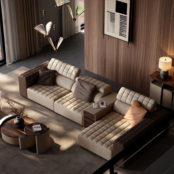 Comfortable L Shape Living Room Leisure Wooden 7 Seater Leather Sectional Recliner Designs Modern Sofa Set 7 Seater