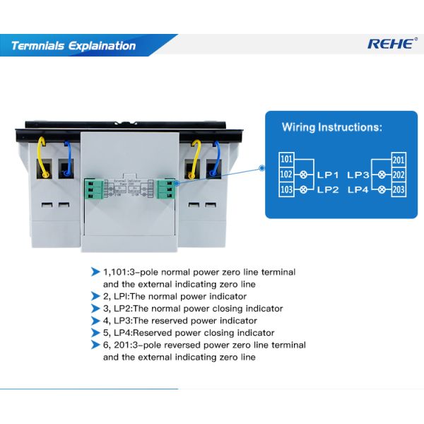 RHQ1 single phase changeover switch63A Dual Power Automatic transfer Switch