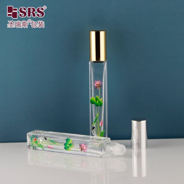 GB2 Square Luxury Leak Proof Paint Color Empty Glass Roll On Bottle For Essential Oil