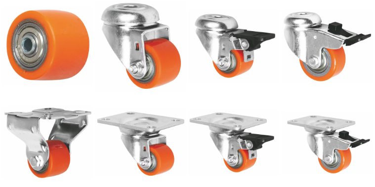 1.5-2 Inch Small Orange Double Ball Bearing Casters