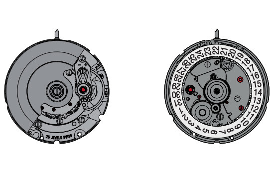 25 Jewels Stainless Steel Automatic Watch  Swiss ETA 2824 Copper Gold Hands