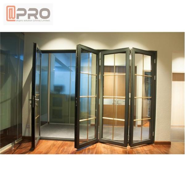 Soundproof Commercial Aluminium Bifold Doors Double Glass Easy Installment Vertical bifold door double glazed bifold