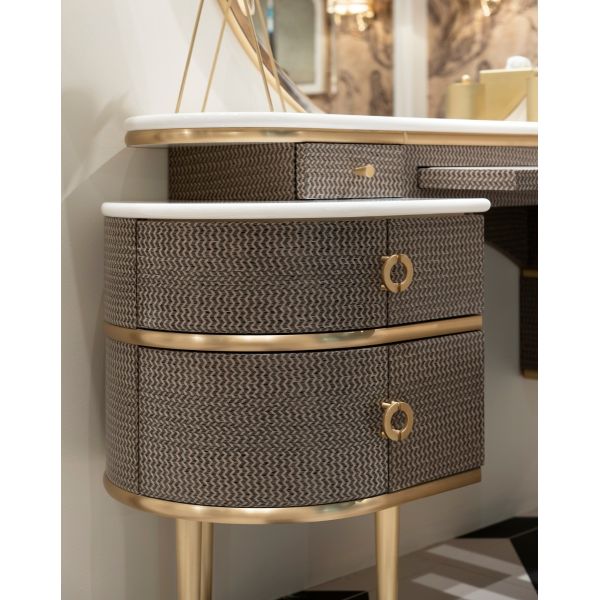 Mirrored Makeup Vanity Desk Dressing Table Chair Set ODM