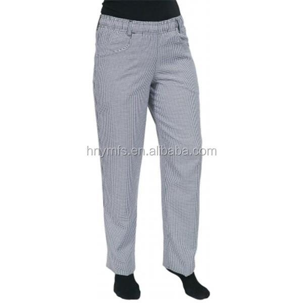 High quality popular fashionable Yarn dyed  checked chefs pants uniform classic restaurant uniform for waiter