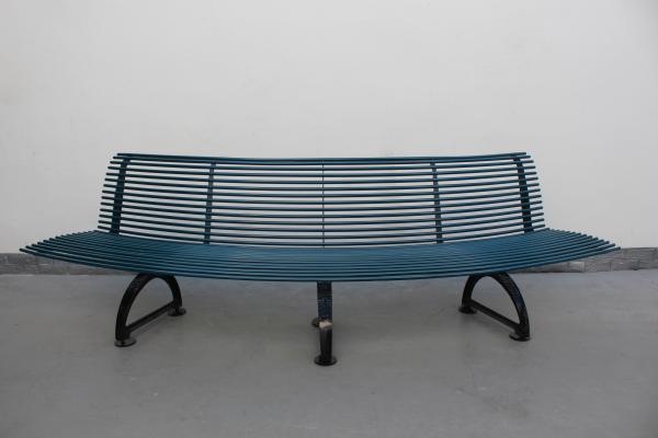 RAL Color Garden Metal Bench , Curved Outdoor Benches With Sandblasting Finish