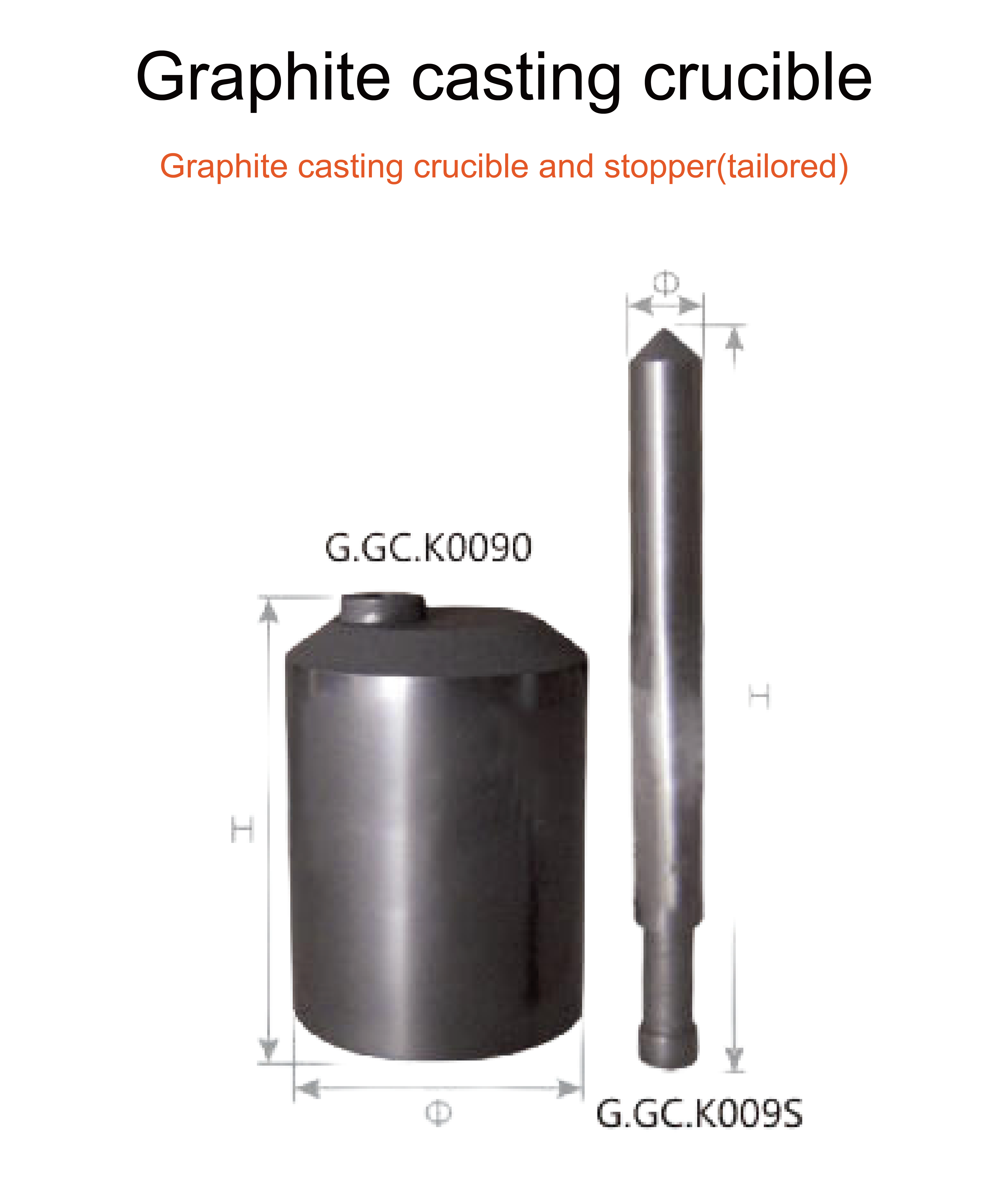 Graphite Casting Crucible & Stopper For Yasui K2/KT17
