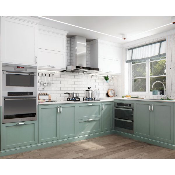 Hotel Modern Kitchen Cabinet with Stainless Steel Door Material and Lacquer Finish