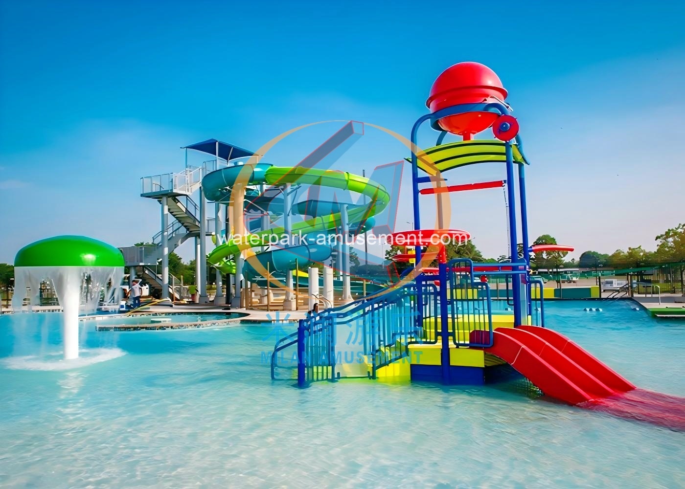 12*6.2m Funny Water Park Equipment For Outdoor With Water Slide