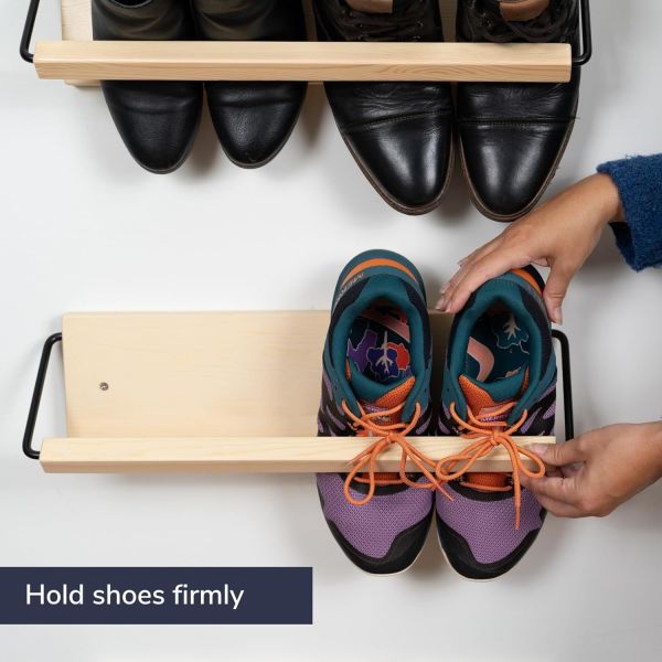 Wall Mounted Wooden Modern Slim and Small Shoe Storage Solution for Shoes in Kitchen