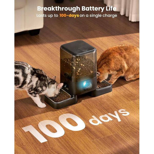 2K Camera Smart Pet Feeder Dual WiFi Two Way Audio Large Capacity for Pets
