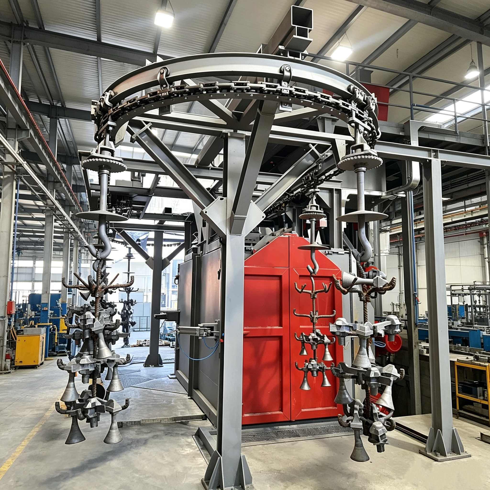 Continuous Overhead Conveyor Shot Blasting Machine for Cleaning Descaling and