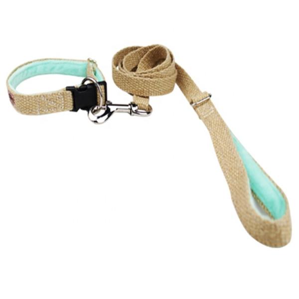 Nature Hemp Personalized Dog Collar Leash Set 100% Cotton Material