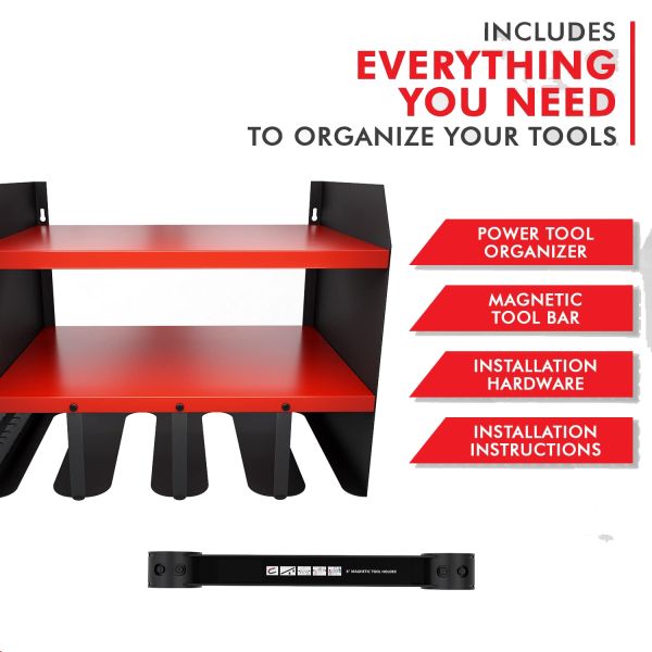 Instalação de parede de aço Rack de armazenamento de ferramentas elétricas para organização de garagem Solução de trabalho pesado