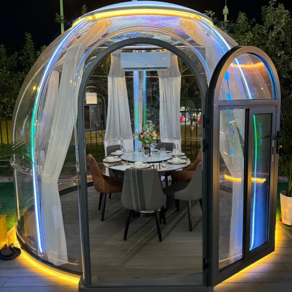 Modern Design Hotel Modular Prefab PC Crystal Dome Tent Bubble House for Dining