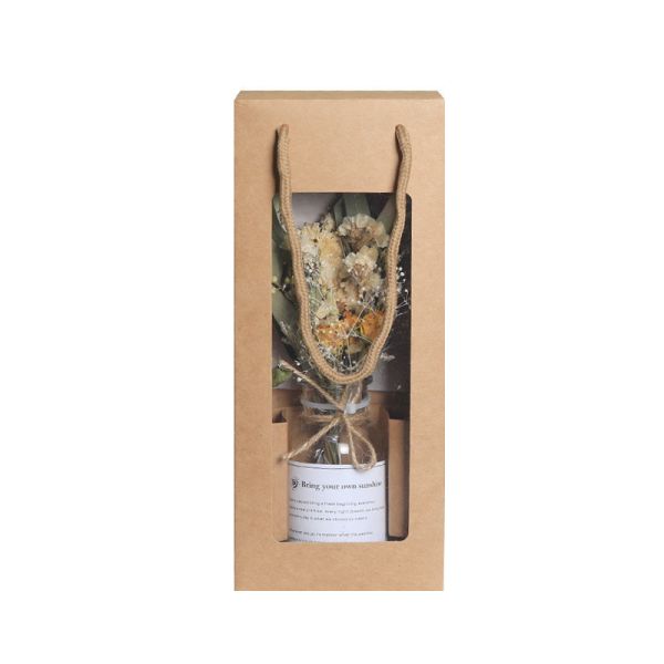 Travel Agency Delight Goddess Day Gift Carnation Dried Flower Bouquet in Glass Bottle
