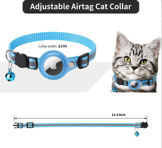 Воротник регулируемого кота Airtag изготовленный на заказ с держателем и колоколом Airtag силикона