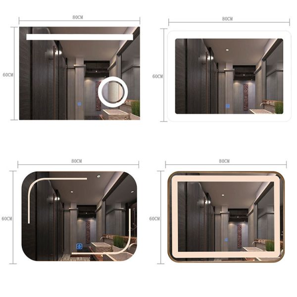 Wall Mount LED Bathroom Mirrors With Aluminium Frame / Touch sensor