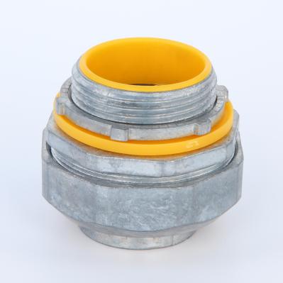 Straight Liquid Tight Flexible Conduit Adaptor Up To 4 Yellow With Plastic Ring