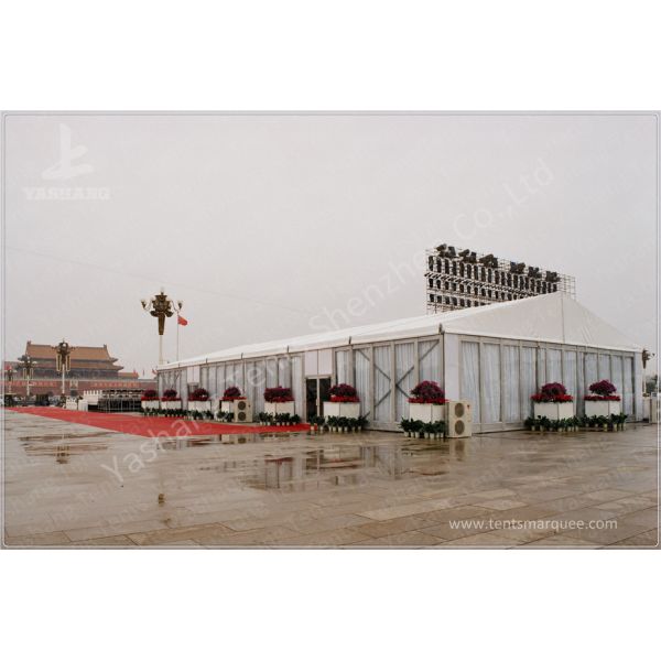 Outdoor Aluminum Structure White Event Tents With Double Wing Glass Door