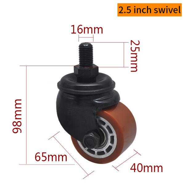 EDL Equipment Casters 2.5Inch E-coated Threaded Aluminum Casters with Brake 450Kg Road M4325-86AS
